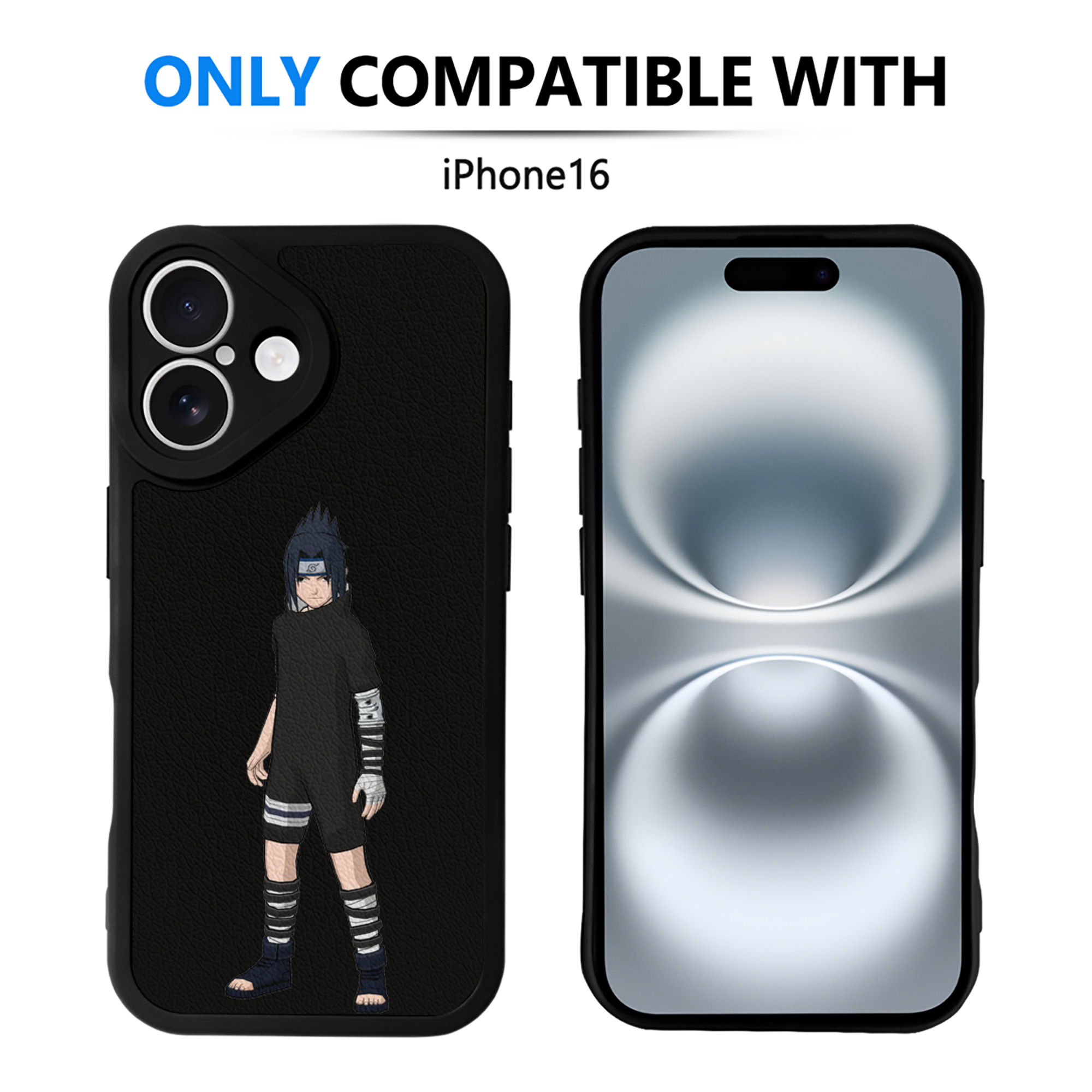（画像用） NARUTO -ナルト- うちは サスケ Uchiha Sasuke 【iPhone 16シリーズ対応】シリコンスマホケース（レザー調） 材質：シリコン